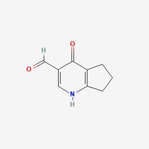 molecular formula C9H9NO2 B7902348 4-Oxo-4,5,6,7-tetrahydro-1H-cyclopenta[b]pyridine-3-carbaldehyde CAS No. 90490-57-6