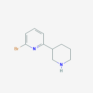molecular formula C10H13BrN2 B7903198 2-Bromo-6-(piperidin-3-yl)pyridine 