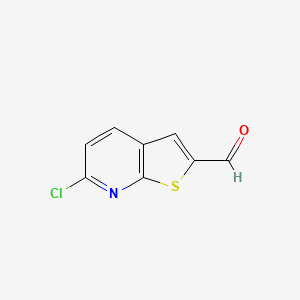 molecular formula C8H4ClNOS B7903687 6-Chlorothieno[2,3-b]pyridine-2-carbaldehyde 