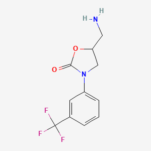 molecular formula C11H11F3N2O2 B7903738 5-(Aminomethyl)-3-[3-(trifluoromethyl)phenyl]-1,3-oxazolidin-2-one 