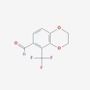 molecular formula C10H7F3O3 B7903830 5-(Trifluoromethyl)-2,3-dihydrobenzo[b][1,4]dioxine-6-carbaldehyde 