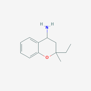 molecular formula C12H17NO B7904751 2-ethyl-2-methyl-3,4-dihydro-2H-1-benzopyran-4-amine 