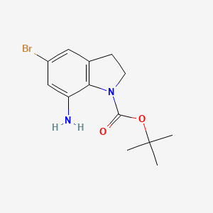 molecular formula C13H17BrN2O2 B7904986 Tert-butyl 7-amino-5-bromo-2,3-dihydroindole-1-carboxylate 