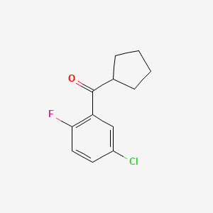 molecular formula C12H12ClFO B7905084 3-Chloro-6-fluorophenyl cyclopentyl ketone 