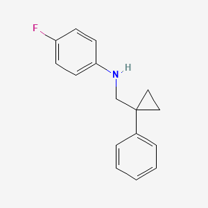 molecular formula C16H16FN B7905253 4-fluoro-N-[(1-phenylcyclopropyl)methyl]aniline 