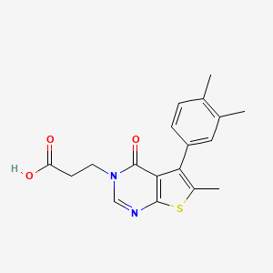molecular formula C18H18N2O3S B7905271 3-[5-(3,4-dimethylphenyl)-6-methyl-4-oxo-3H,4H-thieno[2,3-d]pyrimidin-3-yl]propanoic acid 