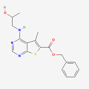 molecular formula C18H19N3O3S B7905278 Benzyl 4-(2-hydroxypropylamino)-5-methylthieno[2,3-d]pyrimidine-6-carboxylate 