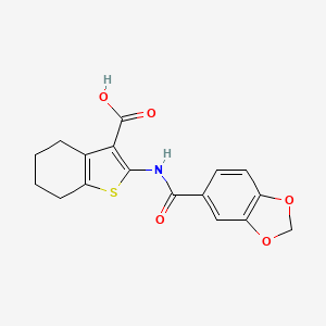 molecular formula C17H15NO5S B7905292 2-(2H-1,3-benzodioxole-5-amido)-4,5,6,7-tetrahydro-1-benzothiophene-3-carboxylic acid 