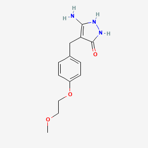molecular formula C13H17N3O3 B7905338 5-Amino-4-[[4-(2-methoxyethoxy)phenyl]methyl]-1,2-dihydropyrazol-3-one 