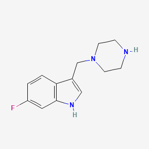 molecular formula C13H16FN3 B7905873 6-Fluoro-3-(piperazin-1-ylmethyl)-1H-indole 