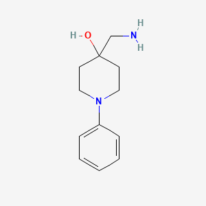 molecular formula C12H18N2O B7905982 4-(Aminomethyl)-1-phenylpiperidin-4-ol 