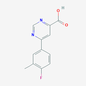 molecular formula C12H9FN2O2 B7906128 6-(4-Fluoro-3-methylphenyl)pyrimidine-4-carboxylic acid 