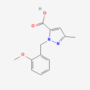 molecular formula C13H14N2O3 B7906193 2-[(2-Methoxyphenyl)methyl]-5-methylpyrazole-3-carboxylic acid 