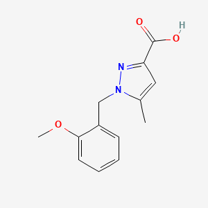 molecular formula C13H14N2O3 B7906201 1-[(2-Methoxyphenyl)methyl]-5-methylpyrazole-3-carboxylic acid 