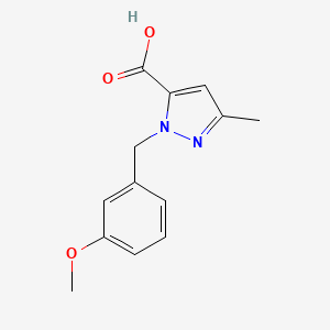 molecular formula C13H14N2O3 B7906204 2-[(3-Methoxyphenyl)methyl]-5-methylpyrazole-3-carboxylic acid 