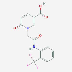 molecular formula C15H11F3N2O4 B7906323 6-Oxo-1-(2-oxo-2-{[2-(trifluoromethyl)phenyl]amino}ethyl)-1,6-dihydropyridine-3-carboxylic acid 