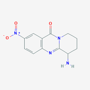molecular formula C12H12N4O3 B7906438 6-amino-2-nitro-6H,7H,8H,9H,11H-pyrido[2,1-b]quinazolin-11-one 