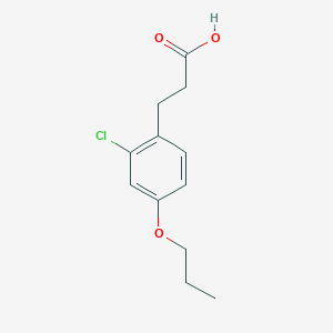 molecular formula C12H15ClO3 B7906569 2-Chloro-4-propoxy-benzenepropanoic acid 