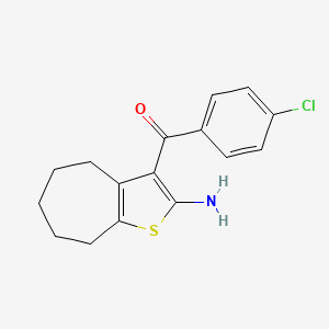 molecular formula C16H16ClNOS B7906580 2-Amino-3-(4-chlorobenzoyl)-5,6,7,8-tetrahydro-4H-cyclohepta[b]thiophene 