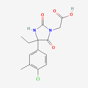 molecular formula C14H15ClN2O4 B7906761 2-[4-(4-Chloro-3-methylphenyl)-4-ethyl-2,5-dioxoimidazolidin-1-yl]acetic acid 