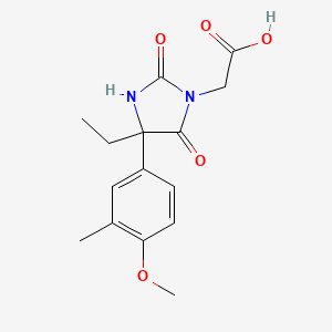 molecular formula C15H18N2O5 B7906764 2-[4-Ethyl-4-(4-methoxy-3-methylphenyl)-2,5-dioxoimidazolidin-1-yl]acetic acid 