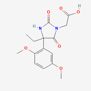 molecular formula C15H18N2O6 B7906771 2-[4-(2,5-Dimethoxyphenyl)-4-ethyl-2,5-dioxoimidazolidin-1-yl]acetic acid 