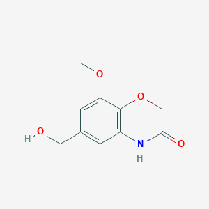 molecular formula C10H11NO4 B7906803 6-(hydroxymethyl)-8-methoxy-2H-1,4-benzoxazin-3(4H)-one 