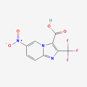 molecular formula C9H4F3N3O4 B7907274 6-Nitro-2-(trifluoromethyl)imidazo[1,2-a]pyridine-3-carboxylic acid 