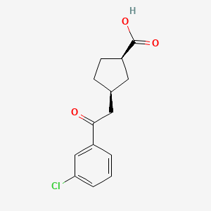 molecular formula C14H15ClO3 B7907708 cis-3-[2-(3-Chlorophenyl)-2-oxoethyl]cyclopentane-1-carboxylic acid 