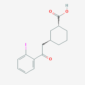 molecular formula C15H17IO3 B7907720 cis-3-[2-(2-Iodophenyl)-2-oxoethyl]cyclohexane-1-carboxylic acid 