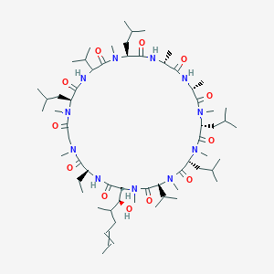 molecular formula C62H111N11O12 B7907985 (3S,6R,9R,12R,15R,18S,24S,30S,33R)-30-ethyl-33-[(1S)-1-hydroxy-2-methylhex-4-enyl]-1,4,7,10,12,15,19,25,28-nonamethyl-6,9,18,24-tetrakis(2-methylpropyl)-3,21-di(propan-2-yl)-1,4,7,10,13,16,19,22,25,28,31-undecazacyclotritriacontane-2,5,8,11,14,17,20,23,26,29,32-undecone 