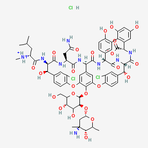 molecular formula C66H76Cl3N9O24 B7907995 (1S,2R,18R,19R,22S,25R,28R,40S)-48-[(2S,3S,5S)-3-[(2S,4R,5R)-4-amino-5-hydroxy-4,6-dimethyloxan-2-yl]oxy-4,5-dihydroxy-6-(hydroxymethyl)oxan-2-yl]oxy-22-(2-amino-2-oxoethyl)-5,15-dichloro-2,18,32,35,37-pentahydroxy-19-[[(2R)-4-methyl-2-(methylazaniumyl)pentanoyl]amino]-20,23,26,42,44-pentaoxo-7,13-dioxa-21,24,27,41,43-pentazaoctacyclo[26.14.2.23,6.214,17.18,12.129,33.010,25.034,39]pentaconta-3,5,8(48),9,11,14,16,29(45),30,32,34(39),35,37,46,49-pentadecaene-40-carboxylate;hydrochloride 