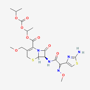 molecular formula C21H27N5O9S2 B7908011 (6R,7R)-7-[[2-(2-amino-4-thiazolyl)-2-methoxyimino-1-oxoethyl]amino]-3-(methoxymethyl)-8-oxo-5-thia-1-azabicyclo[4.2.0]oct-2-ene-2-carboxylic acid 1-[oxo(propan-2-yloxy)methoxy]ethyl ester 