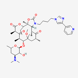 molecular formula C43H65N5O10 B7908092 (1S,5R,7R,8R,11R,13R,14R)-8-[(2S,4S)-4-(dimethylamino)-3-hydroxy-6-methyloxan-2-yl]oxy-2-ethyl-9-methoxy-1,5,7,9,11,13-hexamethyl-15-[4-(4-pyridin-3-ylimidazol-1-yl)butyl]-3,17-dioxa-15-azabicyclo[12.3.0]heptadecane-4,6,12,16-tetrone 