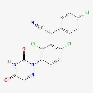 molecular formula C17H9Cl3N4O2 B7908167 Benzeneacetonitrile, 2,6-dichloro-alpha-(4-chlorophenyl)-3-(4,5-dihydro-3,5-dioxo-1,2,4-triazin-2(3H)-yl)- 