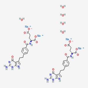 molecular formula C40H48N10Na4O17 B7908432 tetrasodium;(2S)-2-[[4-[2-(2-amino-4-oxo-1,7-dihydropyrrolo[2,3-d]pyrimidin-5-yl)ethyl]benzoyl]amino]pentanedioate;pentahydrate 