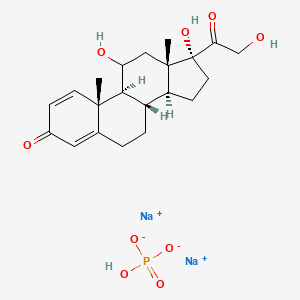 molecular formula C21H29Na2O9P B7908480 disodium;(8S,9S,10R,13S,14S,17R)-11,17-dihydroxy-17-(2-hydroxyacetyl)-10,13-dimethyl-7,8,9,11,12,14,15,16-octahydro-6H-cyclopenta[a]phenanthren-3-one;hydrogen phosphate 
