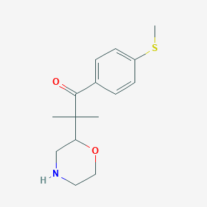 molecular formula C15H21NO2S B7908735 2-Methyl-1-(4-methylsulfanylphenyl)-2-morpholin-2-ylpropan-1-one 