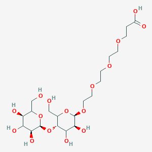 molecular formula C21H38O16 B7908861 3-[2-[2-[2-[(2R,3S,5S)-3,4-dihydroxy-6-(hydroxymethyl)-5-[(2S,3S,5R)-3,4,5-trihydroxy-6-(hydroxymethyl)oxan-2-yl]oxyoxan-2-yl]oxyethoxy]ethoxy]ethoxy]propanoic acid 