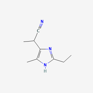 molecular formula C9H13N3 B7909260 2-(2-ethyl-5-methyl-1H-imidazol-4-yl)propanenitrile 