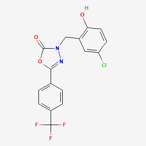 molecular formula C16H10ClF3N2O3 B7909879 3-(5-Chloro-2-hydroxybenzyl)-5-(4-(trifluoromethyl)phenyl)-1,3,4-oxadiazol-2(3H)-one CAS No. 213190-46-6