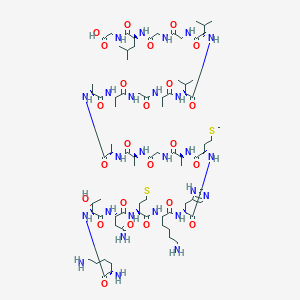 2-[[(2S)-2-[[2-[[2-[[(2S)-2-[[(2S)-2-[[(2S)-2-[[2-[[(2S)-2-[[(2S)-2-[[(2S)-2-[[(2S)-2-[[2-[[(2S)-2-[[(2S)-2-[[(2S)-2-[[(2S)-6-amino-2-[[(2S)-2-[[(2S)-4-amino-2-[[(2S,3R)-2-[[(2S)-2,6-diaminohexanoyl]amino]-3-hydroxybutanoyl]amino]-4-oxobutanoyl]amino]-4-methylsulfanylbutanoyl]amino]hexanoyl]amino]-3-(1H-imidazol-5-yl)propanoyl]amino]-4-methylsulfanylbutanoyl]amino]propanoyl]amino]acetyl]amino]propanoyl]amino]propanoyl]amino]propanoyl]amino]propanoyl]amino]acetyl]amino]propanoyl]amino]-3-methylbutanoyl]amino]-3-methylbutanoyl]amino]acetyl]amino]acetyl]amino]-4-methylpentanoyl]amino]acetic acid