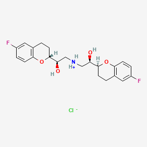 molecular formula C22H26ClF2NO4 B7909926 [(2R)-2-[(2R)-6-fluoro-3,4-dihydro-2H-chromen-2-yl]-2-hydroxyethyl]-[(2R)-2-[(2S)-6-fluoro-3,4-dihydro-2H-chromen-2-yl]-2-hydroxyethyl]azanium;chloride 