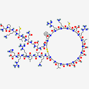 molecular formula C143H244N50O42S4 B7909928 2-[[2-[[2-[[2-[[2-[[6-amino-2-[[52-[[2-[[2-[[2-[[5-amino-2-[[2-[[2-[[6-amino-2-[[1-(2-amino-3-hydroxypropanoyl)pyrrolidine-2-carbonyl]amino]hexanoyl]amino]-4-methylsulfanylbutanoyl]amino]-3-methylbutanoyl]amino]-5-oxopentanoyl]amino]acetyl]amino]-3-hydroxypropanoyl]amino]acetyl]amino]-40-(4-aminobutyl)-49-benzyl-28-butan-2-yl-31,43-bis(3-carbamimidamidopropyl)-34-(carboxymethyl)-16,19,22,25-tetrakis(hydroxymethyl)-10-(2-methylpropyl)-37-(2-methylsulfanylethyl)-6,9,12,15,18,21,24,27,30,33,36,39,42,45,48,51-hexadecaoxo-1,2-dithia-5,8,11,14,17,20,23,26,29,32,35,38,41,44,47,50-hexadecazacyclotripentacontane-4-carbonyl]amino]hexanoyl]amino]-3-methylbutanoyl]amino]-4-methylpentanoyl]amino]-5-carbamimidamidopentanoyl]amino]-5-carbamimidamidopentanoyl]amino]-3-(1H-imidazol-4-yl)propanoic acid 