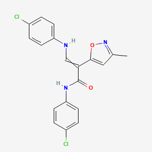 3-(4-chloroanilino)-N-(4-chlorophenyl)-2-(3-methyl-1,2-oxazol-5-yl)prop-2-enamide