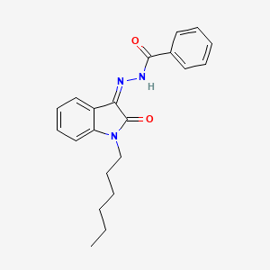 molecular formula C21H23N3O2 B7909988 N-[(Z)-(1-hexyl-2-oxoindol-3-ylidene)amino]benzamide 