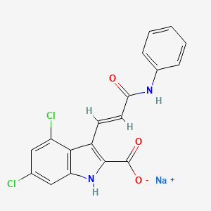 sodium;3-[(E)-3-anilino-3-oxoprop-1-enyl]-4,6-dichloro-1H-indole-2-carboxylate