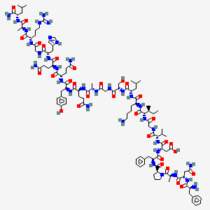 (3S)-4-[[(2S)-1-[[2-[[(2S,3S)-1-[[(2S)-6-amino-1-[[(2S)-1-[[(2S)-1-[[2-[[(2S)-1-[[(2S)-5-amino-1-[[(2S)-1-[[(2S)-5-amino-1-[[(2S)-5-amino-1-[[(2S)-1-[[2-[[(2S)-1-[[(2S)-1-[[(2S)-1-amino-4-methyl-1-oxopentan-2-yl]amino]-1-oxopropan-2-yl]amino]-5-carbamimidamido-1-oxopentan-2-yl]amino]-2-oxoethyl]amino]-3-(1H-imidazol-5-yl)-1-oxopropan-2-yl]amino]-1,5-dioxopentan-2-yl]amino]-1,5-dioxopentan-2-yl]amino]-3-(4-hydroxyphenyl)-1-oxopropan-2-yl]amino]-1,5-dioxopentan-2-yl]amino]-1-oxopropan-2-yl]amino]-2-oxoethyl]amino]-3-hydroxy-1-oxopropan-2-yl]amino]-4-methyl-1-oxopentan-2-yl]amino]-1-oxohexan-2-yl]amino]-3-methyl-1-oxopentan-2-yl]amino]-2-oxoethyl]amino]-3-methyl-1-oxobutan-2-yl]amino]-3-[[(2S)-2-[[(2S)-1-[(2S)-2-[[(2S)-4-amino-2-[[(2S)-2-amino-3-phenylpropanoyl]amino]-4-oxobutanoyl]amino]propanoyl]pyrrolidine-2-carbonyl]amino]-3-phenylpropanoyl]amino]-4-oxobutanoic acid