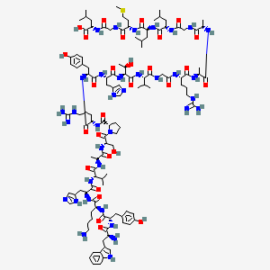 (2S)-2-[[2-[[(2S)-2-[[(2S)-2-[[(2S)-2-[[2-[[(2S)-2-[[(2S)-2-[[(2S)-2-[[2-[[(2S)-2-[[(2S,3R)-2-[[(2S)-2-[[(2S)-2-[[(2S)-2-[[(2S)-1-[(2S)-2-[[(2S)-2-[[(2S)-2-[[(2S)-2-[[(2S)-6-amino-2-[[(2S)-2-[[(2S)-2-amino-3-(1H-indol-3-yl)propanoyl]amino]-3-(4-hydroxyphenyl)propanoyl]amino]hexanoyl]amino]-3-(1H-imidazol-5-yl)propanoyl]amino]-3-methylbutanoyl]amino]propanoyl]amino]-3-hydroxypropanoyl]pyrrolidine-2-carbonyl]amino]-5-carbamimidamidopentanoyl]amino]-3-(4-hydroxyphenyl)propanoyl]amino]-3-(1H-imidazol-5-yl)propanoyl]amino]-3-hydroxybutanoyl]amino]-3-methylbutanoyl]amino]acetyl]amino]-5-carbamimidamidopentanoyl]amino]propanoyl]amino]propanoyl]amino]acetyl]amino]-4-methylpentanoyl]amino]-4-methylpentanoyl]amino]-4-methylsulfanylbutanoyl]amino]acetyl]amino]-4-methylpentanoic acid