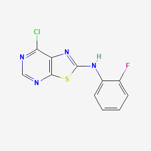 molecular formula C11H6ClFN4S B7910428 7-chloro-N-(2-fluorophenyl)thiazolo[5,4-d]pyrimidin-2-amine 